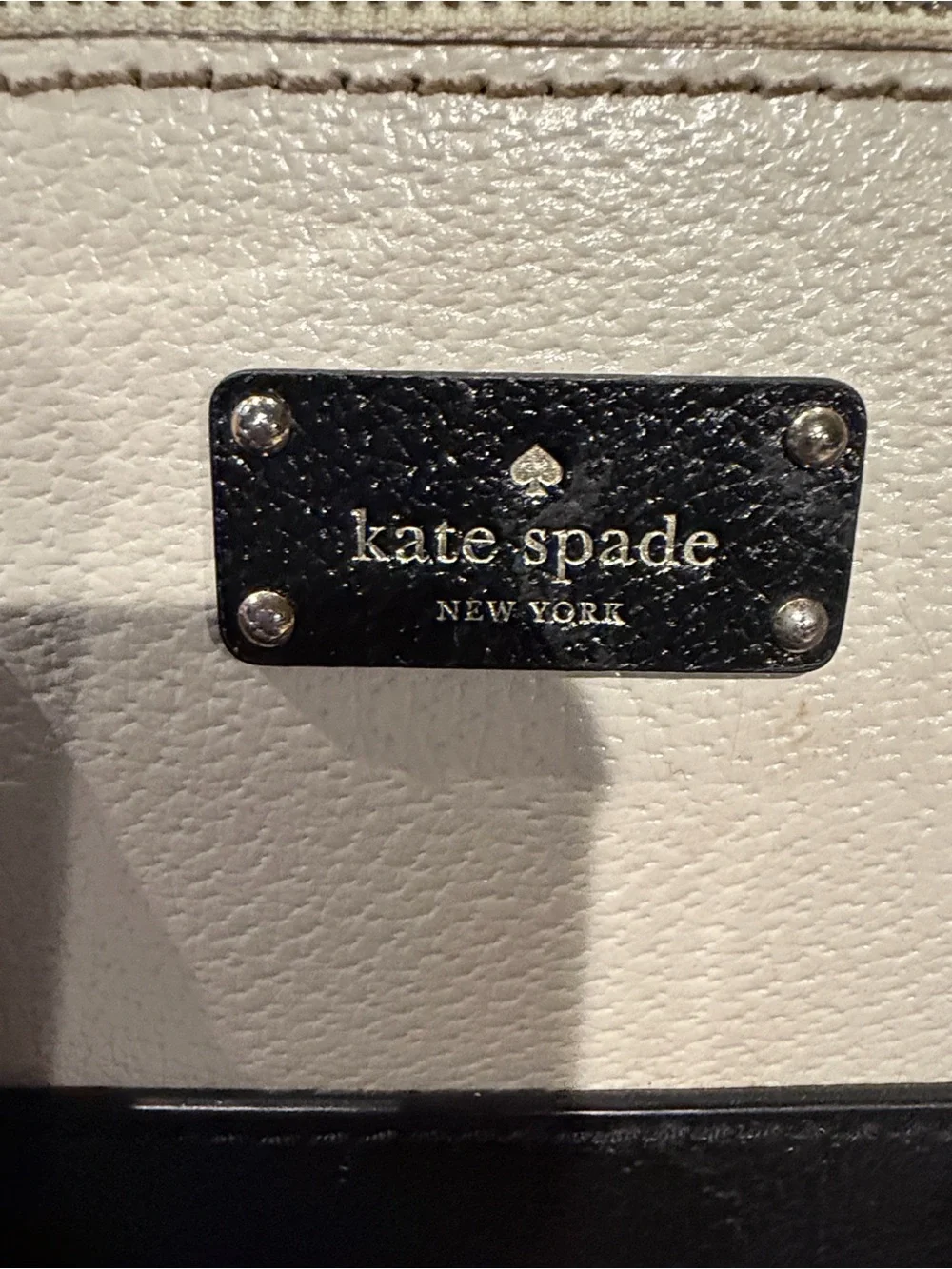 kate spade Black and Cream Dome Satchel with Removable Strap